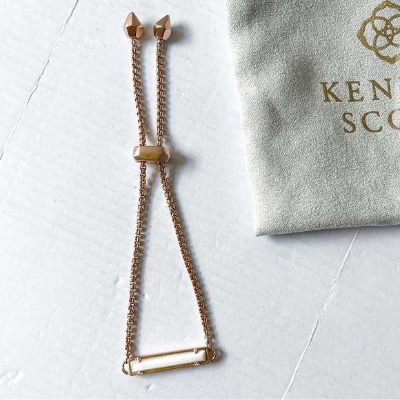 Kendra Scott Mother of Pearl Rose Gold Adjustable Bar Chain Bracelet - Picture 4 of 5